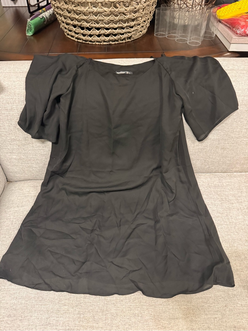 Black Mini Dress with Flutter Sleeves